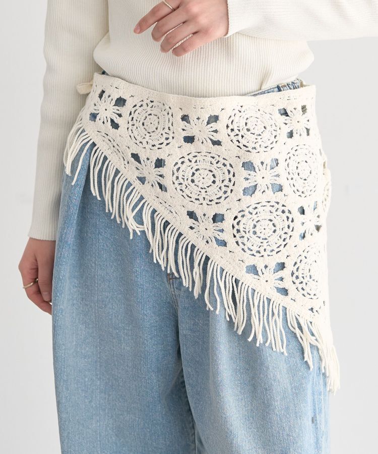 earth music&ecology「マルチクロシェスカーフ」|バンダナ・スカーフ|Ivory