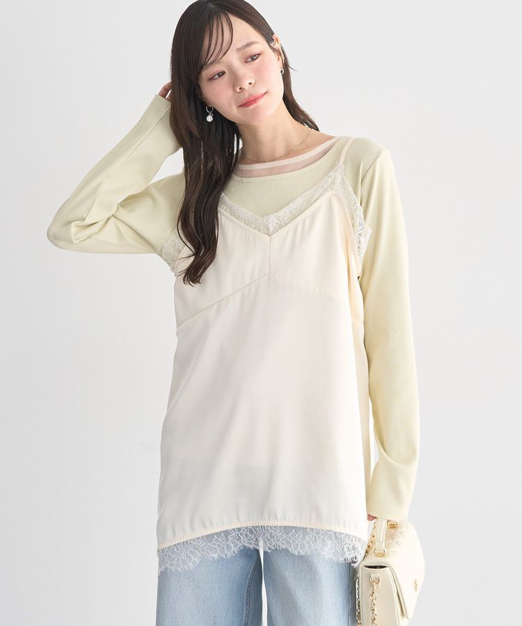 earth music&ecology「ランジェリーライクレースキャミ」|キャミソール|