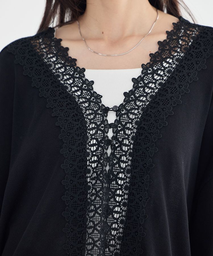 earth music&ecology「レーストリムシアーニットカーディガン」|カーディガン|