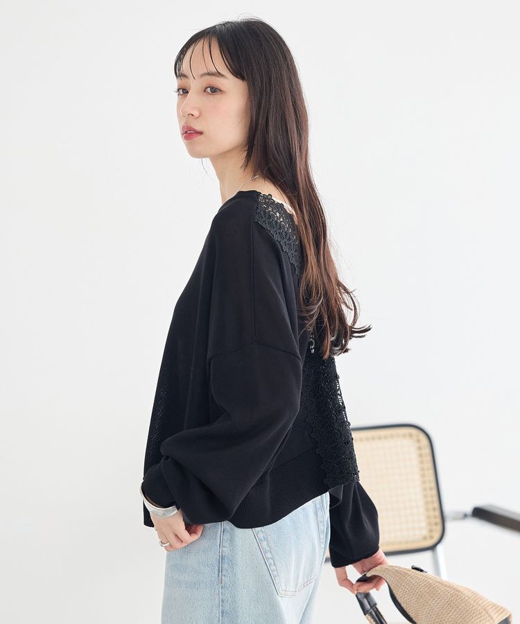 earth music&ecology「レーストリムシアーニットカーディガン」|カーディガン|