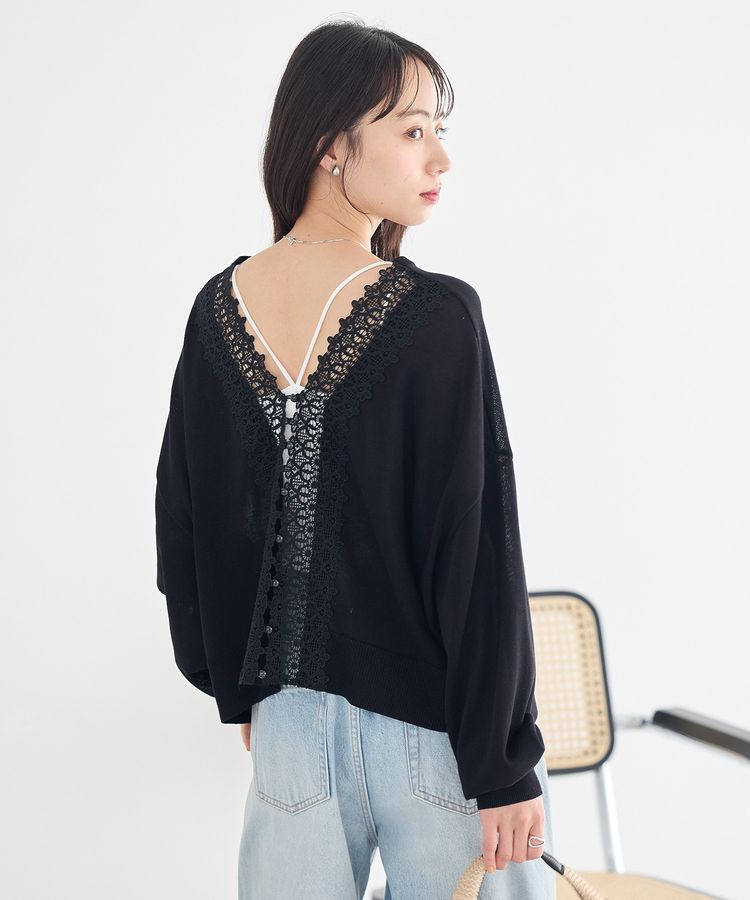 earth music&ecology「レーストリムシアーニットカーディガン」|カーディガン|