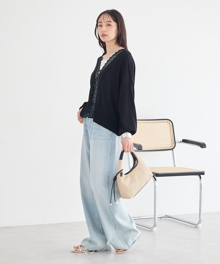 earth music&ecology「レーストリムシアーニットカーディガン」|カーディガン|