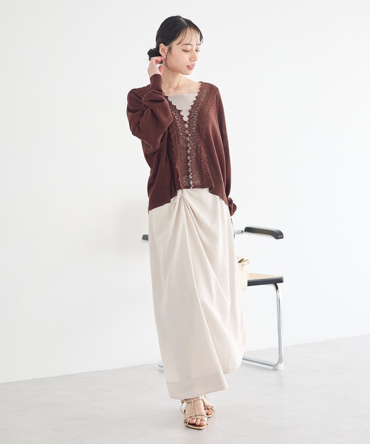 earth music&ecology「レーストリムシアーニットカーディガン」|カーディガン|