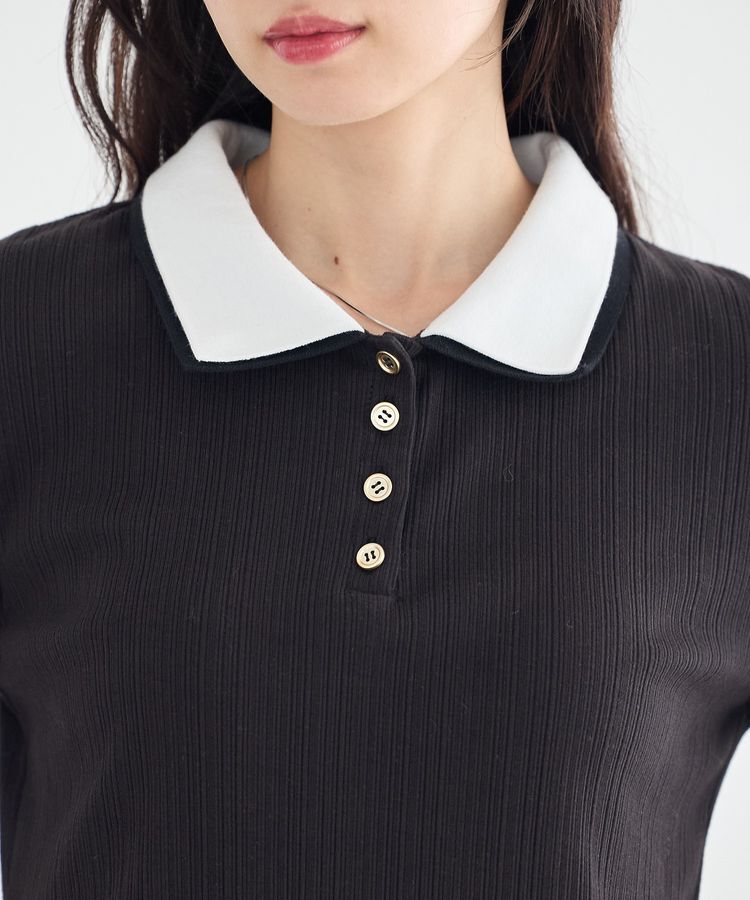 earth music&ecology「ダブル衿ペプラムプルオーバー」|Tシャツ・カットソー|