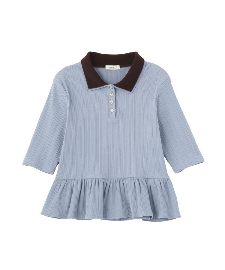 earth music&ecology「ダブル衿ペプラムプルオーバー」|Tシャツ・カットソー|