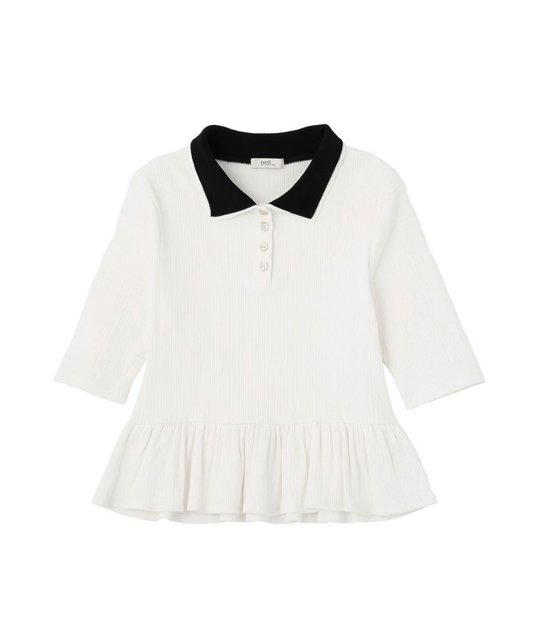 earth music&ecology「ダブル衿ペプラムプルオーバー」|Tシャツ・カットソー|