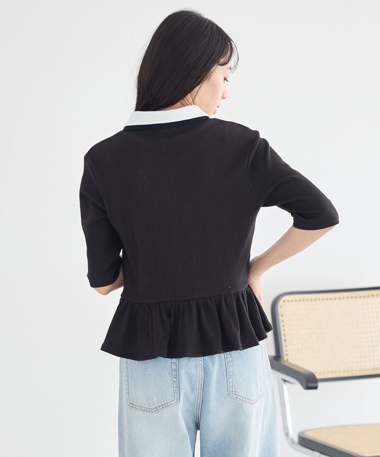 earth music&ecology「ダブル衿ペプラムプルオーバー」|Tシャツ・カットソー|