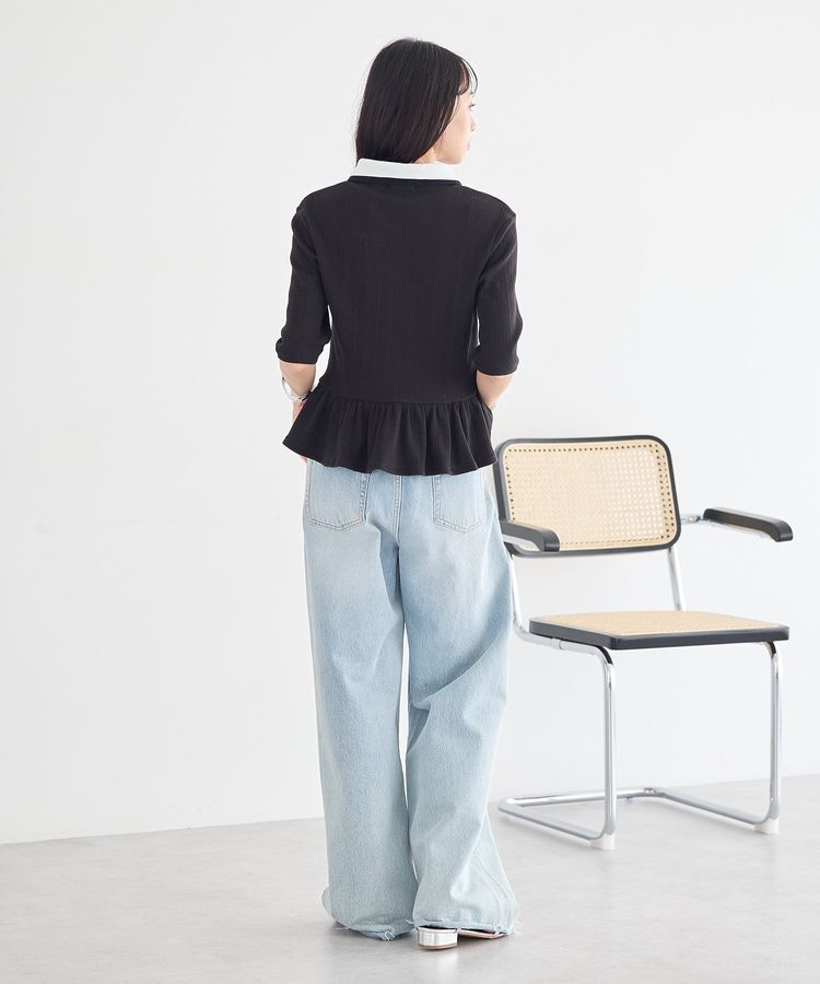 earth music&ecology「ダブル衿ペプラムプルオーバー」|Tシャツ・カットソー|