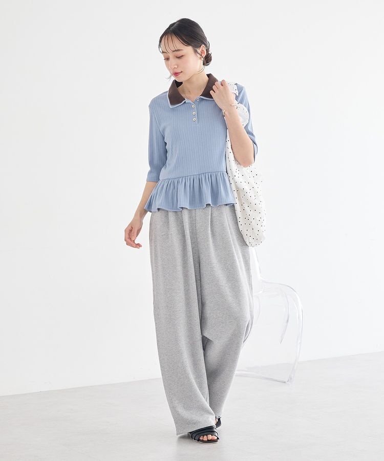 earth music&ecology「ダブル衿ペプラムプルオーバー」|Tシャツ・カットソー|