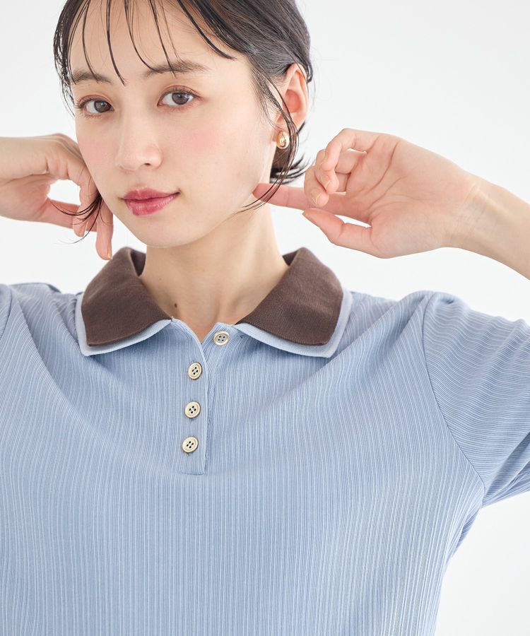 earth music&ecology「ダブル衿ペプラムプルオーバー」|Tシャツ・カットソー|Sax