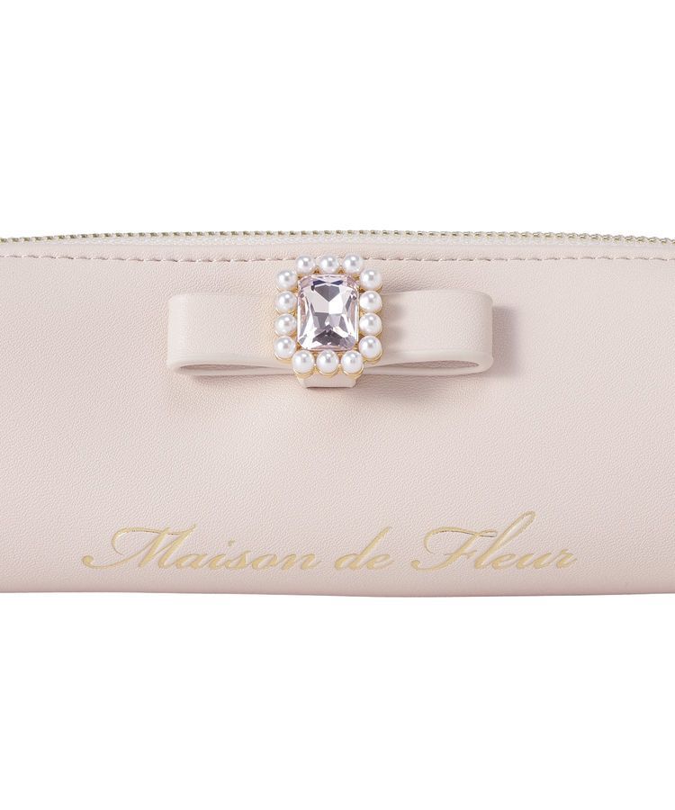 Maison de FLEUR「パールビジュー合皮リボンロングポーチ」|ポーチ|