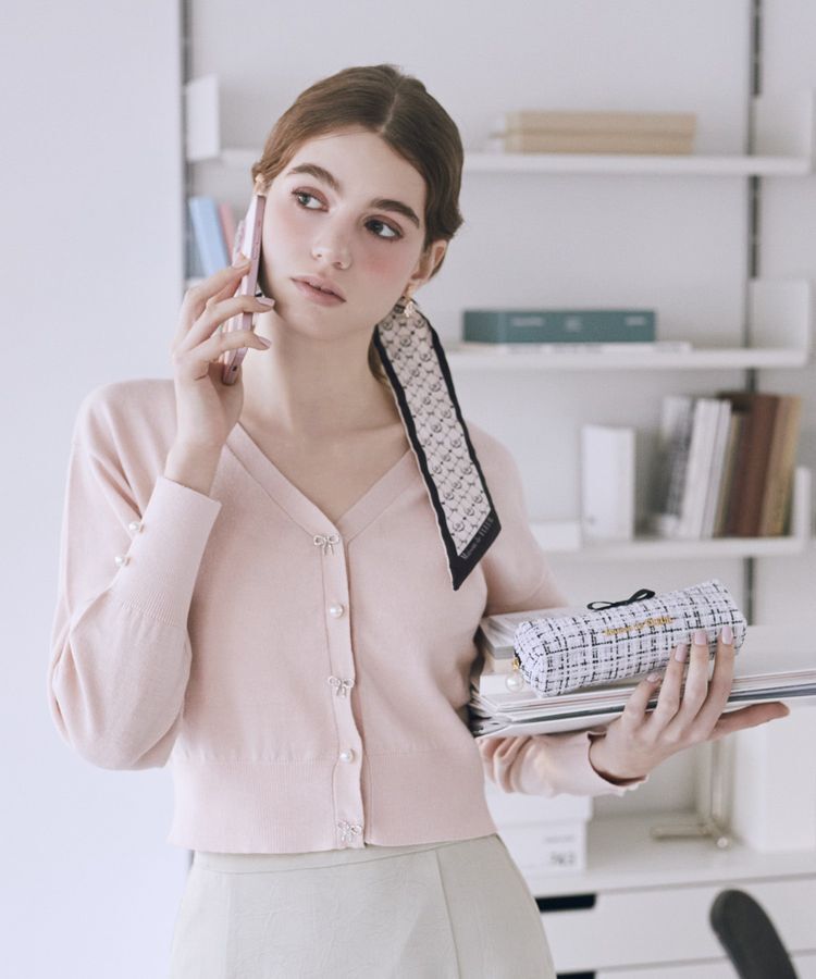 Maison de FLEUR「グログランリボンツイードロングポーチ」|ポーチ|