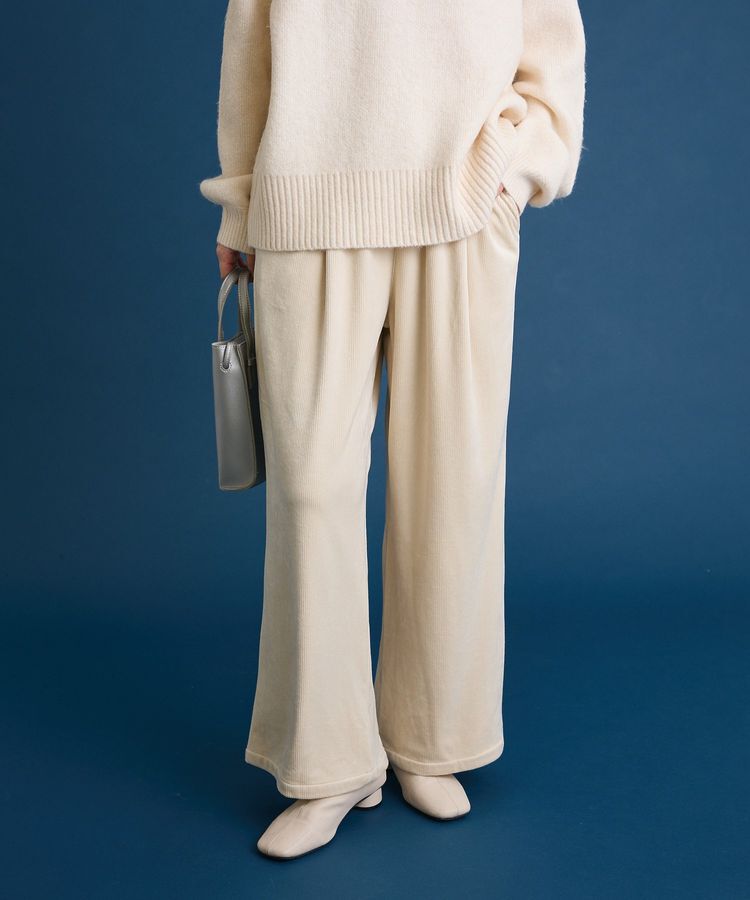 Green Parks「ぽかぽか裏起毛ベロアイージーパンツ」|その他|Ivory