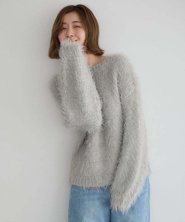 Editt by YECCA VECCA「フェザーMIXロービングニット」|ニット・セーター|Gray