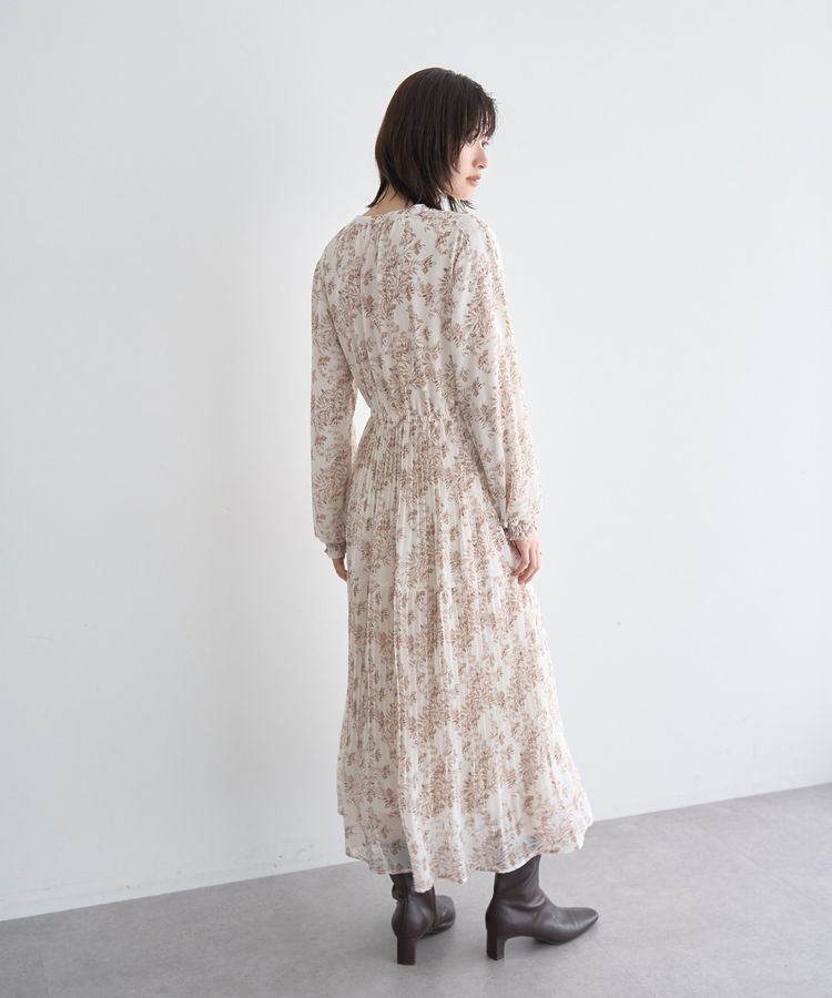 YECCA VECCA「ボタニカル柄ボウタイプリーツワンピース」|ワンピース|