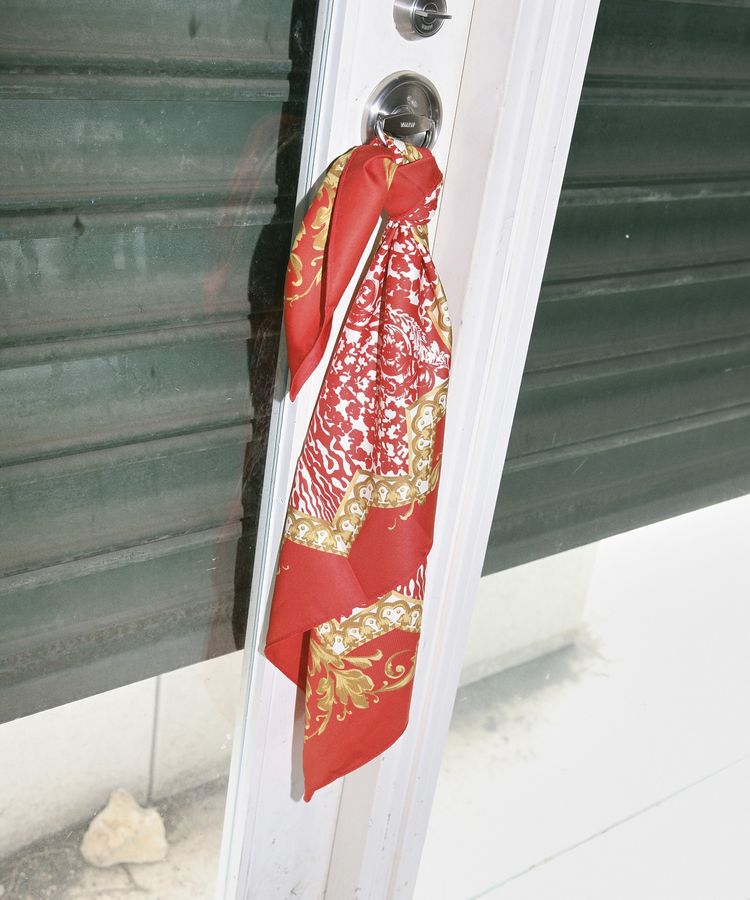 GARAGE OF GOOD CLOTHING「両面プリントスターアラベスクスカーフ」|バンダナ・スカーフ|Orange