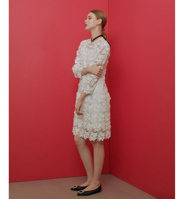 LOULOU WILLOUGHBY「【LOULOU WILLOUGHBY】ケミカルフラワーレースワンピース」|ワンピース|