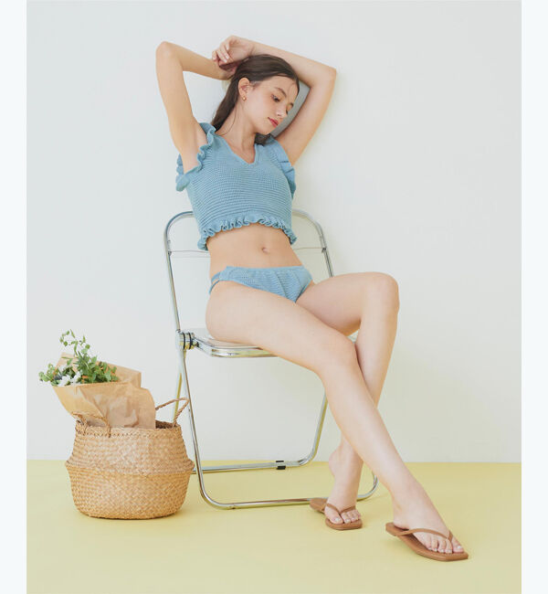 SEA DRESS「Vネックタンクトップフリルクロシェビキニ/水着」|ビキニ|