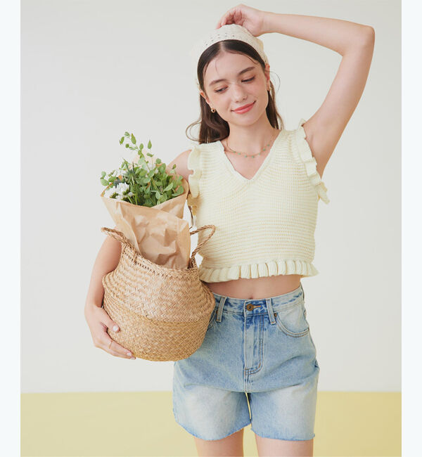 SEA DRESS「Vネックタンクトップフリルクロシェビキニ/水着」|ビキニ|