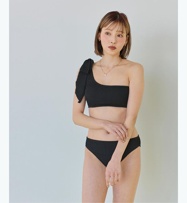 SEA DRESS「uneuneワンショルダーリボンビキニ/水着」|ビキニ|ブラック