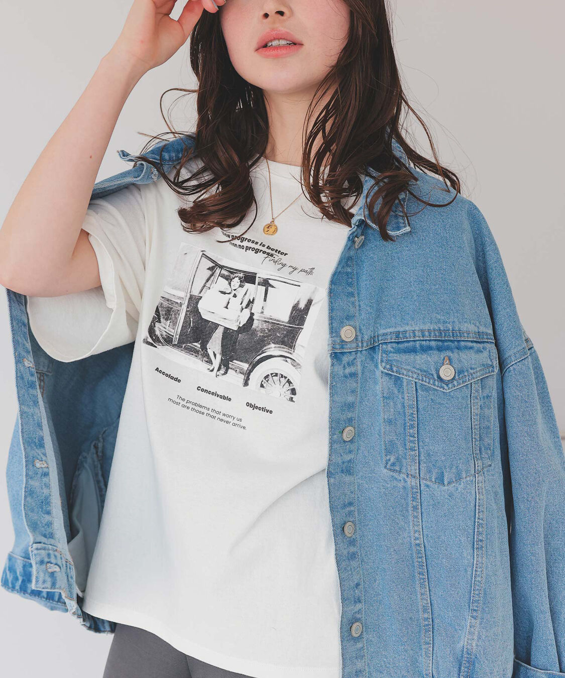 titivate「オーバーサイズピグメントフォトプリントTシャツ」|Tシャツ・カットソー|