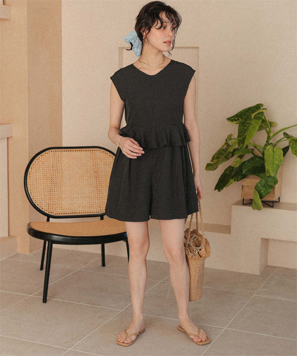 titivate「ペプラムフレアデザインオールインワン/ワンピース水着」|コンビネゾン|