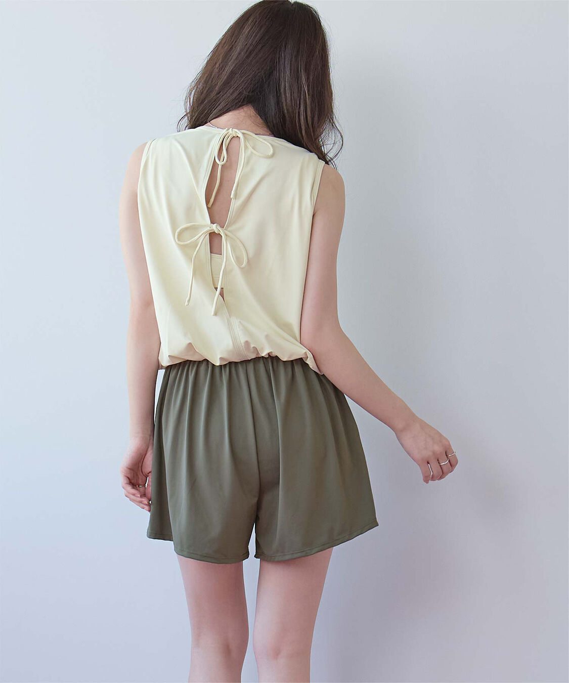 SEA DRESS「ﾊﾞｯｸﾘﾎﾞﾝﾉｰｽﾘｰﾌﾞｵｰﾙｲﾝﾜﾝ/水着」|コンビネゾン|