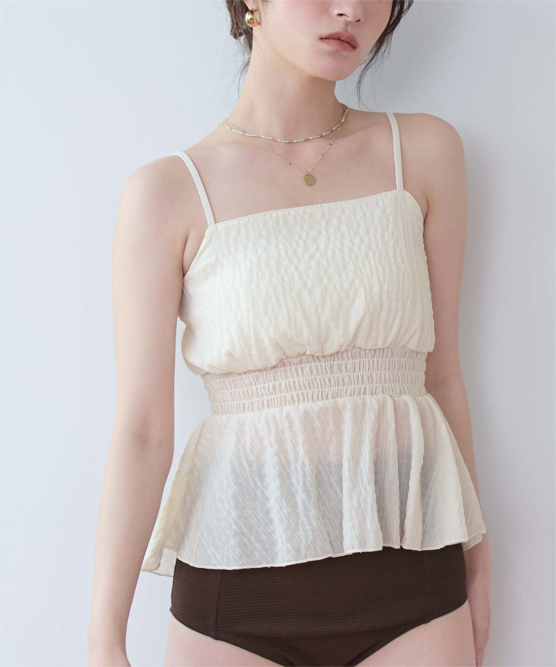 SEA DRESS「3点セット/ライトシャーリングトップス付ビキニ/水着」|ビキニ|アイボリー