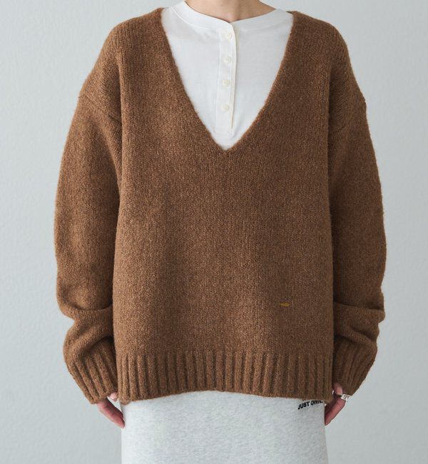  「アルパカ混深Vネックニットプルオーバー」|キャミソール|