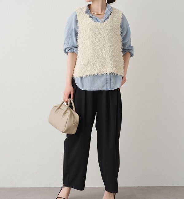  「シアーデニムバンドカラーブラウス」|シャツ・ブラウス|