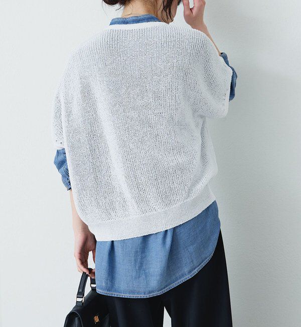  「シアーデニムバンドカラーブラウス」|シャツ・ブラウス|