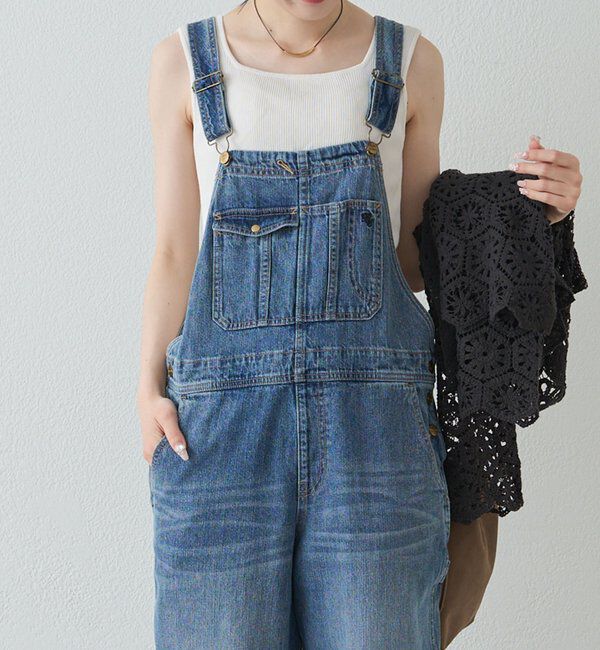  「綿麻デニムサロペット」|その他|インディゴブルー