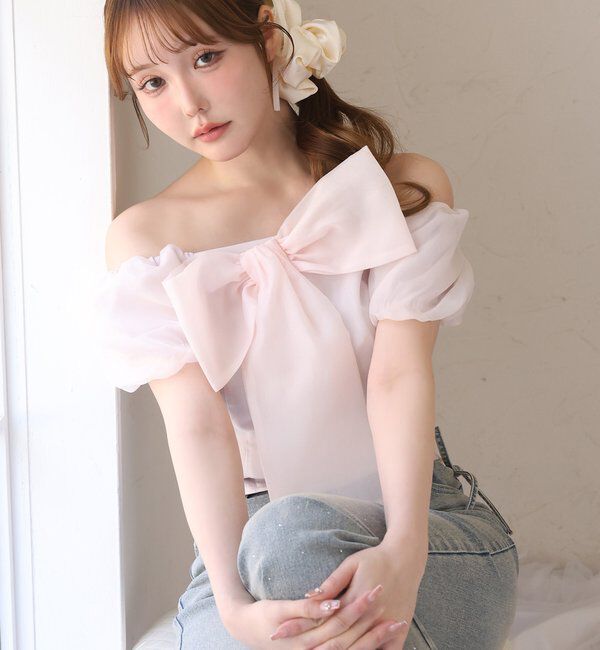  「ビッグリボンブラウス」|シャツ・ブラウス|ピンク