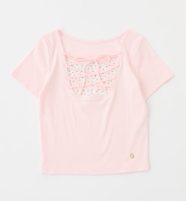  「レースアップテレコトップス」|プルオーバー|ピンク