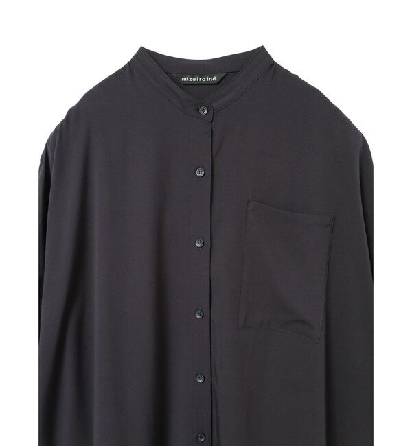 mizuiro ind「mizuiro ind T/Rバンドカラーロングシャツ」|シャツ・ブラウス|