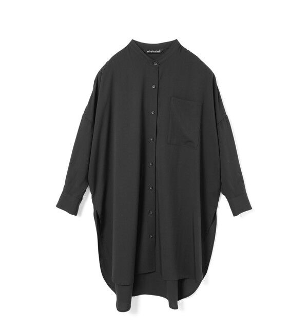 mizuiro ind「mizuiro ind T/Rバンドカラーロングシャツ」|シャツ・ブラウス|ブラック