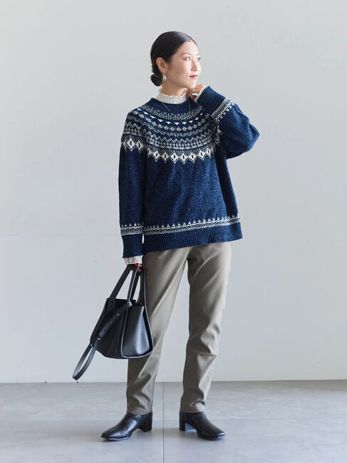 Samansa Mos2 blue「裏起毛ストレッチパンツ」|その他|