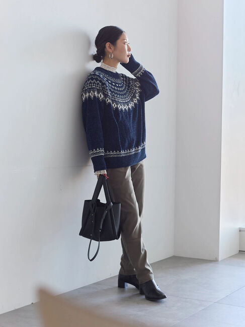 Samansa Mos2 blue「裏起毛ストレッチパンツ」|その他|