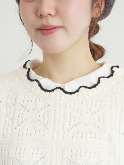 Samansa Mos2「クロシェ風配色ニットベスト」|ダウンベスト・ベスト|