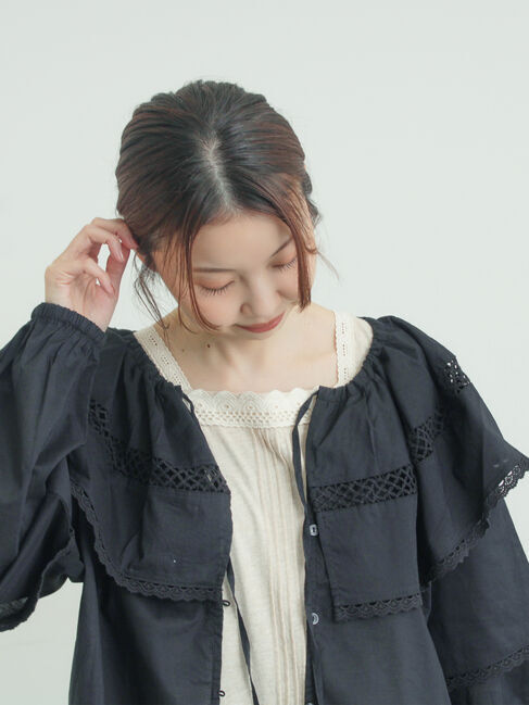 Samansa Mos2「レースボレロブラウス」|シャツ・ブラウス|ブラック