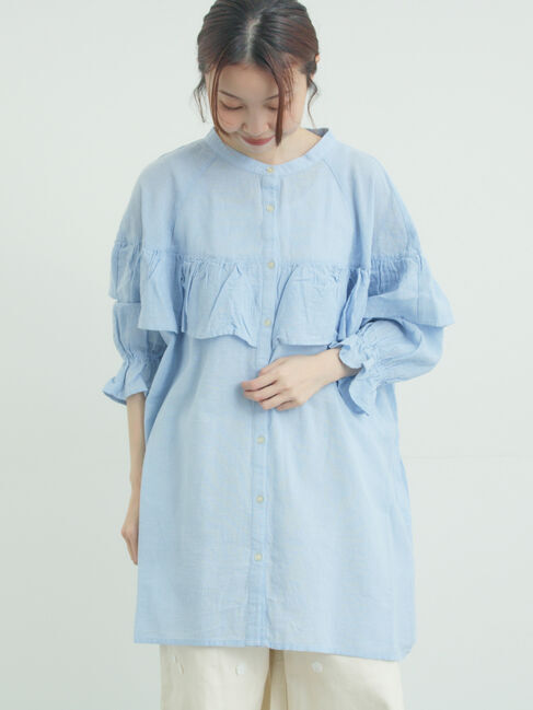 Samansa Mos2「切替フリルチュニック」|シャツ・ブラウス|