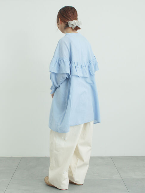 Samansa Mos2「切替フリルチュニック」|シャツ・ブラウス|