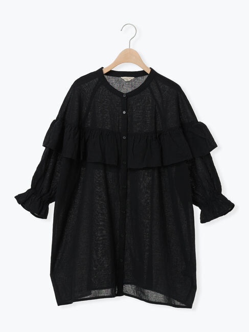 Samansa Mos2「切替フリルチュニック」|シャツ・ブラウス|