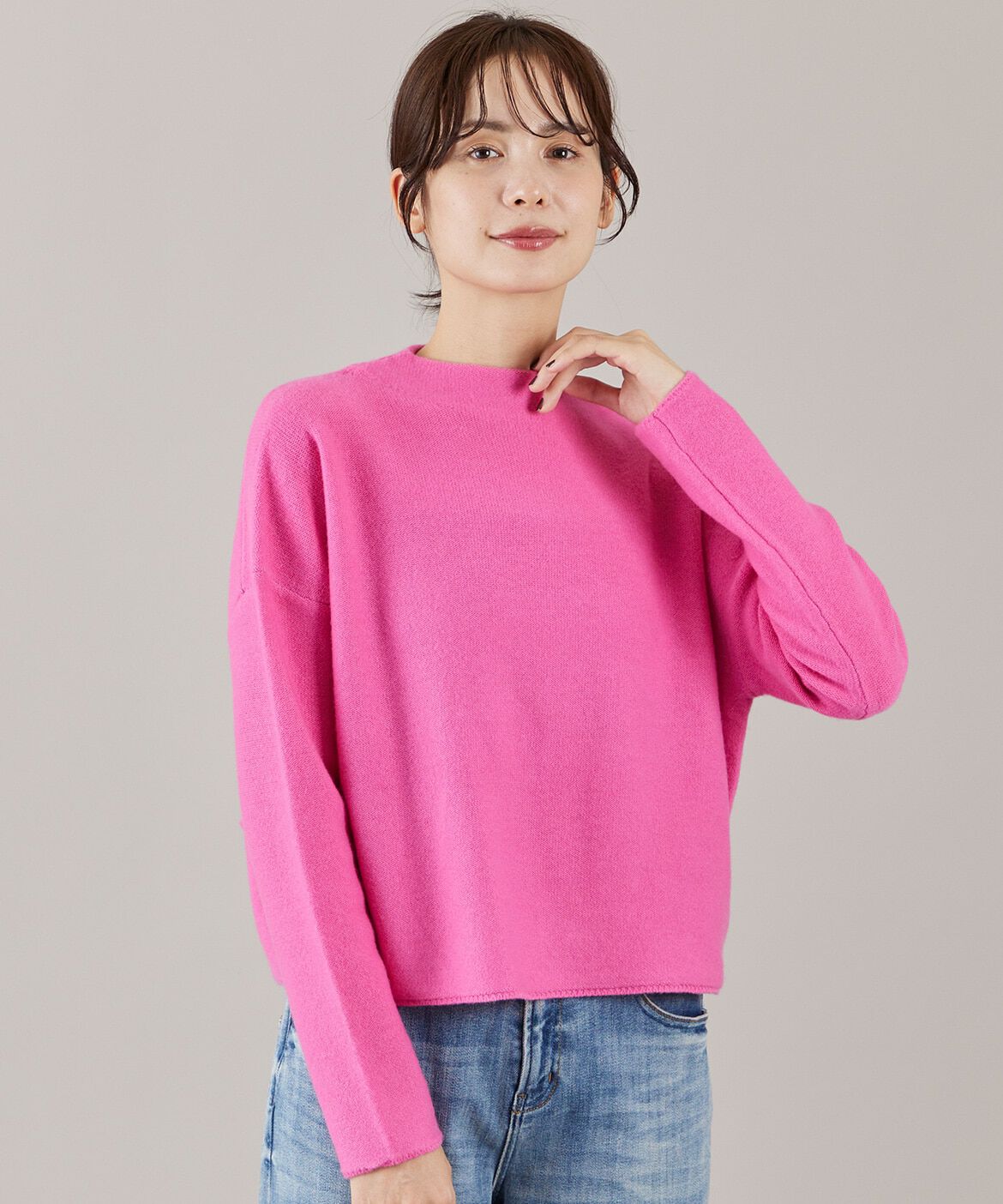 INED「《大きいサイズ》モックネックプルオーバー」|ニット・セーター|チェリーピン 9