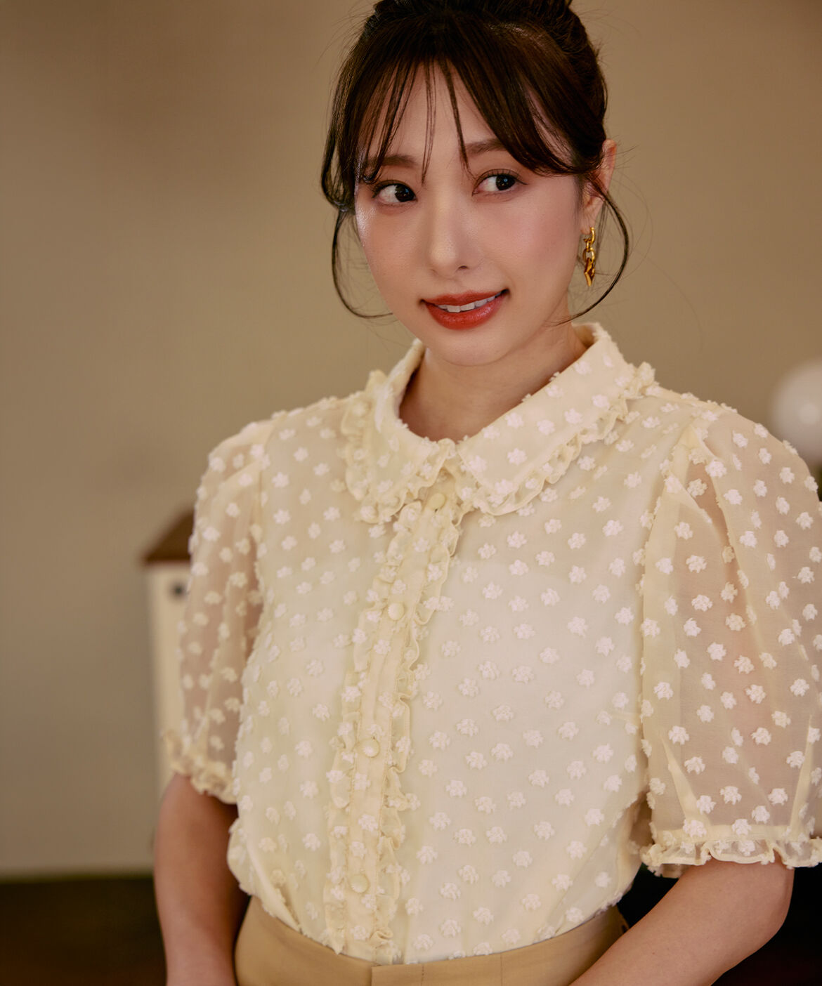 Maglie le cassetto「《大きいｻｲｽﾞ》華やぎﾌﾘﾙｶﾗｰﾄﾞｯﾄｼﾞｬｶﾞｰﾄﾞﾌﾞﾗ 」|シャツ・ブラウス|