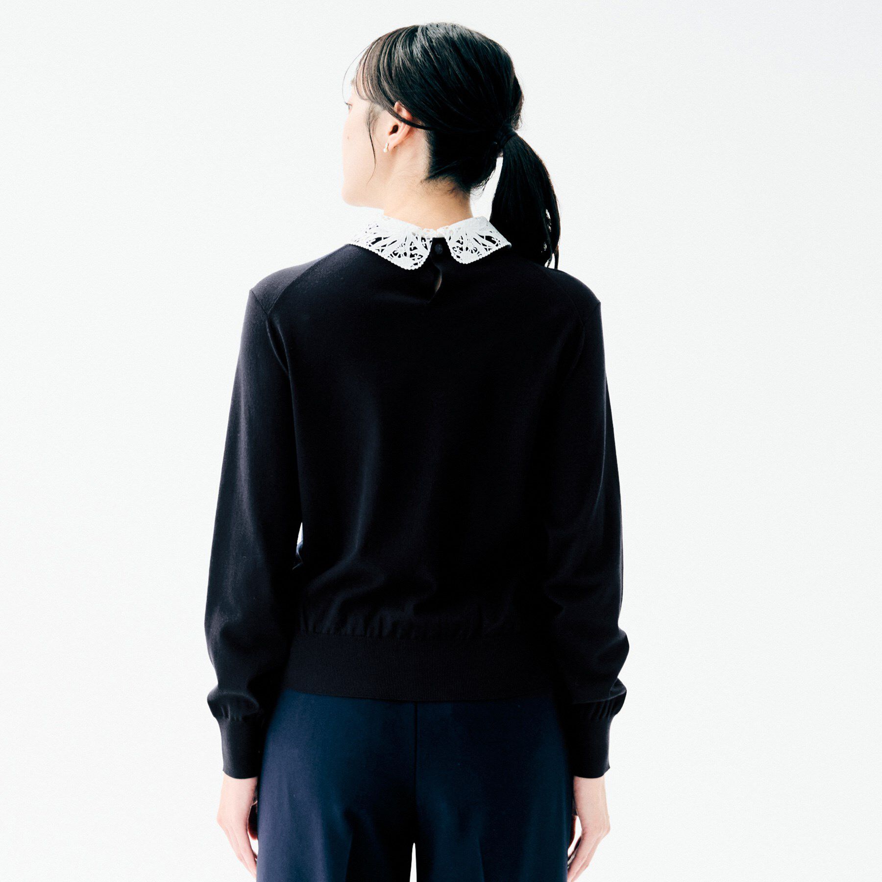 UNTITLED「【洗える/カジュアルフォーマル】2WAYレース襟ニットプルオーバー」|ニット・セーター|
