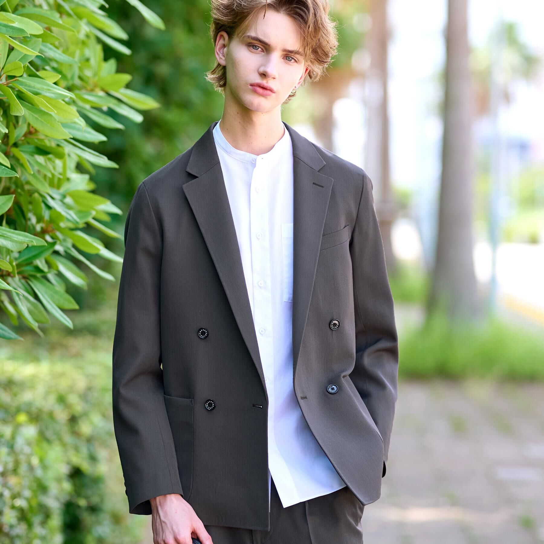 DRESSTERIOR「【セットアップ可】クリアーカルゼ コンフォータブル ダブルジャケット」|テーラードジャケット|