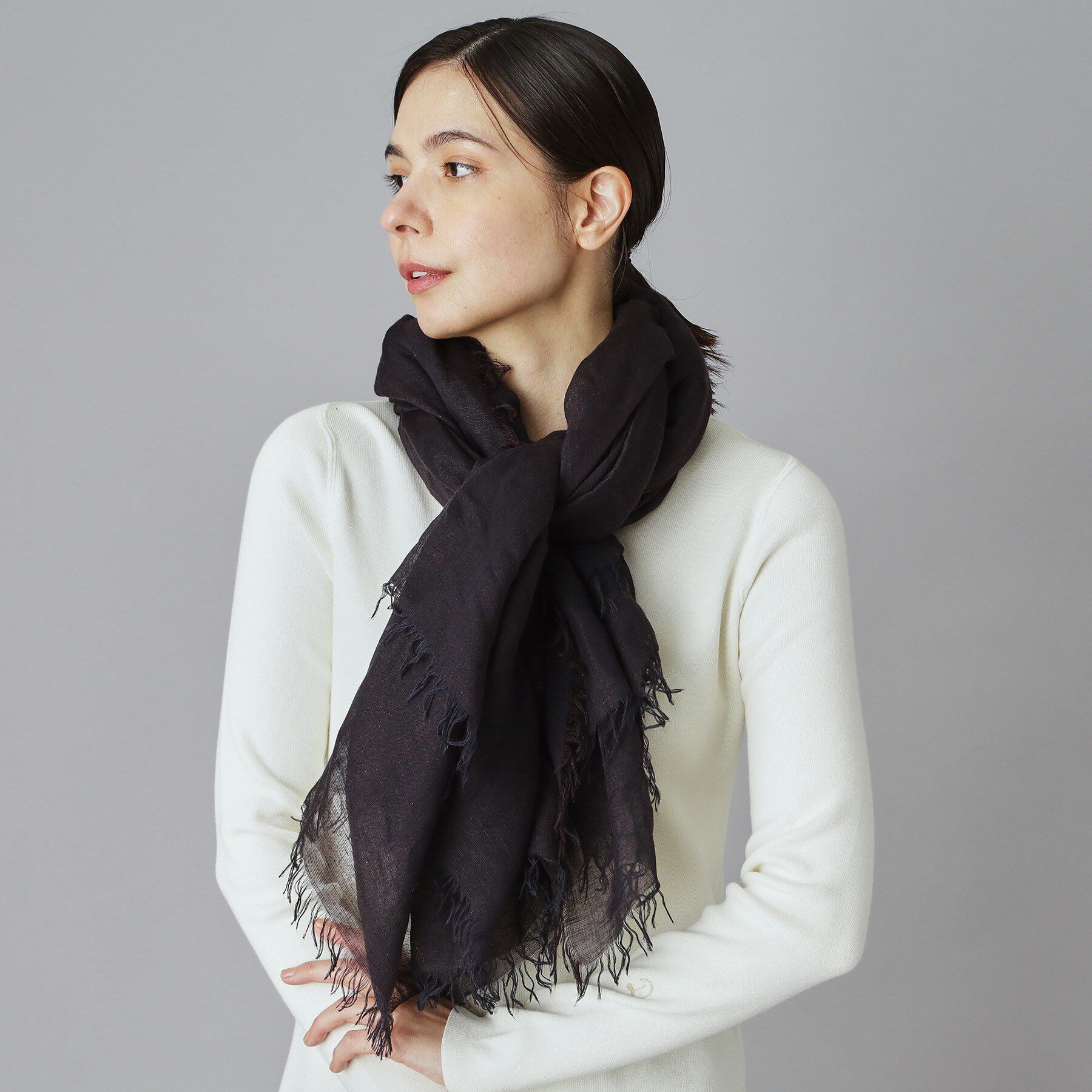 DRESSTERIOR「ASAUCE MELER（アソースメレ）リネンモダールシルクメランジュソリッドストール」|ストール|