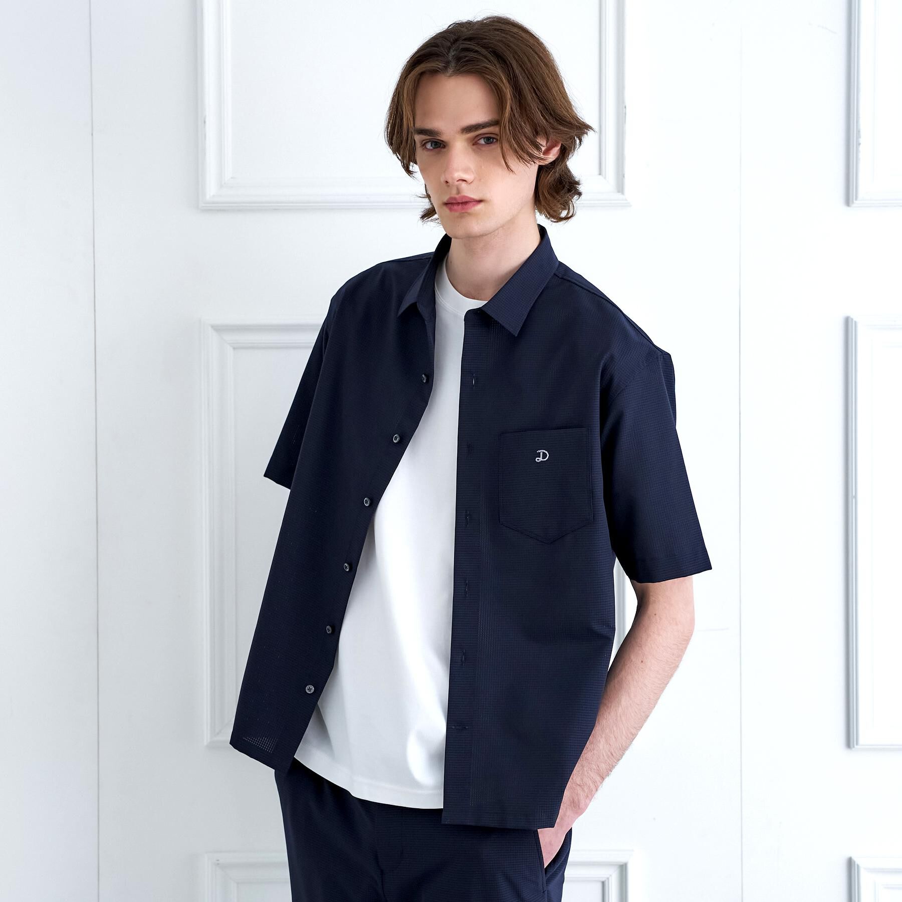 DRESSTERIOR「【セットアップ可】COOL DOTS ショートスリーブシャツ」|シャツ・ブラウス|ネイビー(094)