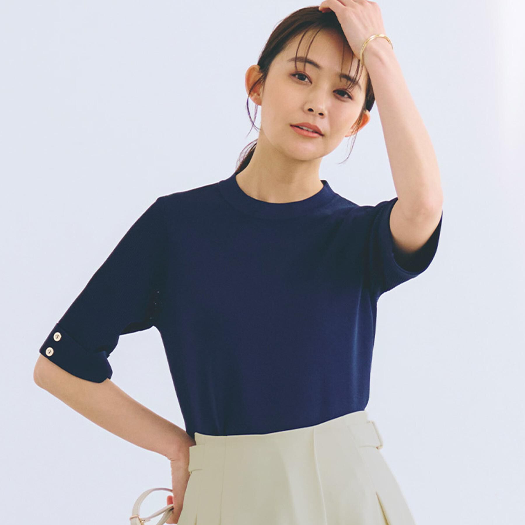 grove「【ひんやり多機能】やわらかドライタッチワイドスリーブプルオーバー」|ニット・セーター|ネイビー(094)